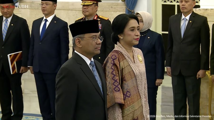 Suahasil Nazara dilantik sebagai Menteri Keuangam Masa Jabatan Periode Tahun 2024-2029, di Istana Negara, Jakarta, Senin (14/9/2026).