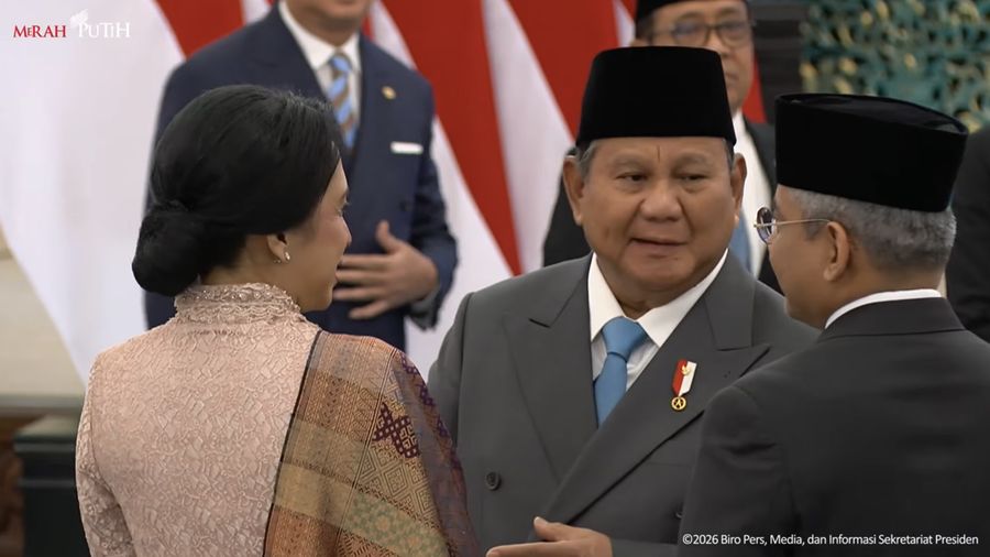 Suahasil Nazara dilantik sebagai Menteri Keuangam Masa Jabatan Periode Tahun 2024-2029, di Istana Negara, Jakarta, Senin (14/9/2026).