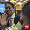 Menteri Keuangan Suahasil Nazara  dan Mantan Menteri Keuangan Purbaya Yudhi Sadewa saat acara Serah Terima Jabatan Menteri Keuangan di Gedung Juanda II, Kementerian Kuangan, Jakarta, Selasa (15/09/2026). CNNIndonesia/Adhi Wicaksono