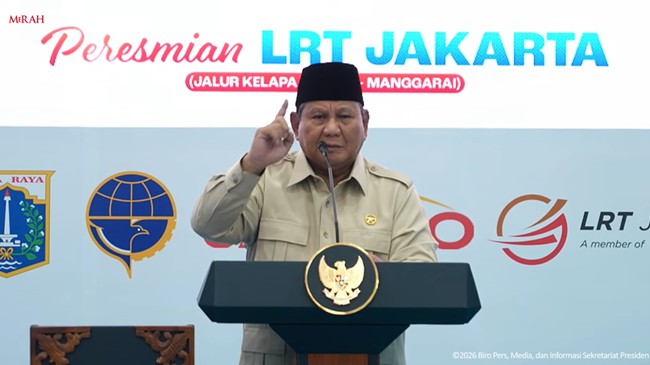 Presiden Prabowo Subianto Resmikan LRT Jakarta Jalur Kelapa Gading-Manggarai.