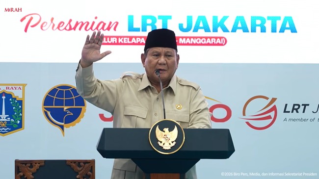 Presiden Prabowo Subianto Resmikan LRT Jakarta Jalur Kelapa Gading-Manggarai.