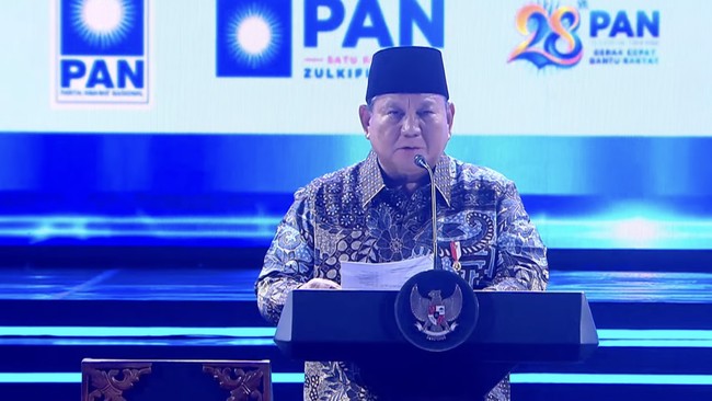 Presiden Prabowo Subianto saat acara HUT ke-28 PAN di JCC. Jakarta, Jumat, 18 September 2026