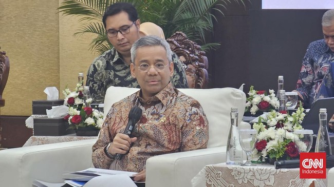 Menteri Keuangan (Menkeu) Suahasil Nazara dalam konferensi APBN KiTa di kantor Kemenkeu, Jakarta Pusat, Jumat (18/9).
