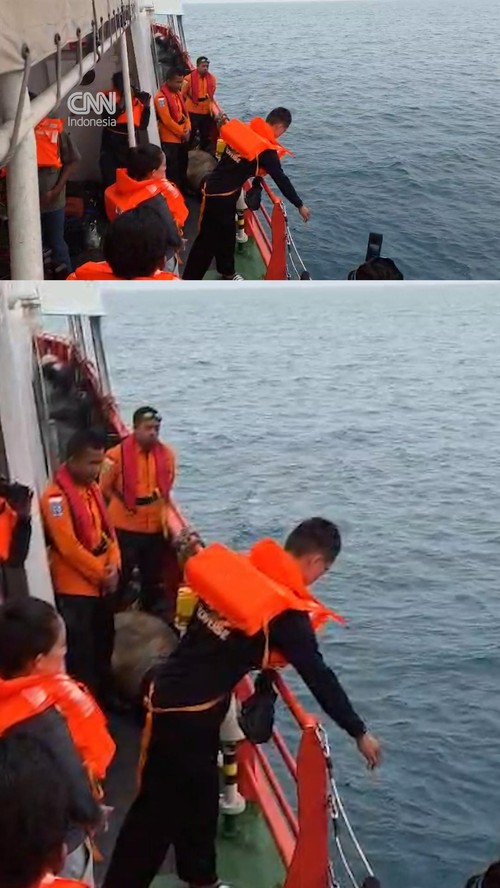 Keluarga Tabur Bunga di Titik Terakhir Hilangnya Kapal Jurnalis Peliput GAK