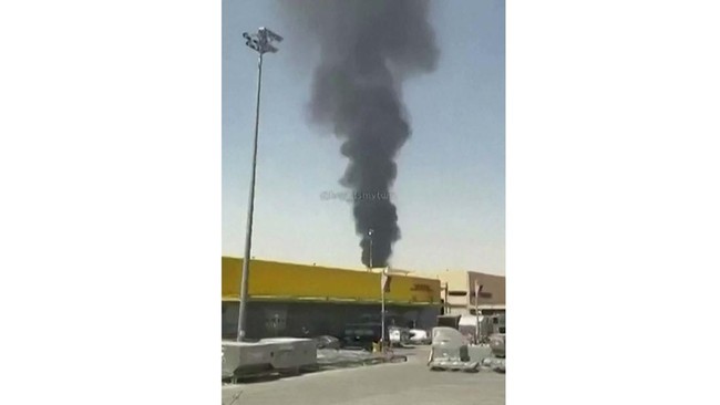 This video grab taken from UGC images posted on social media on September 19, 2026, shows smoke rising near Riyadh airport. Black smoke and flames rose near Riyadh's international airport on September 19, as Yemen's Houthis announced they had carried