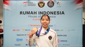 Karateka putri Indonesia Leica Al Humaira Lubis raih medali perunggu di Asian Games 2026 Aichi-Nagoya, Minggu (20/9). (Foto NOC Indonesia)