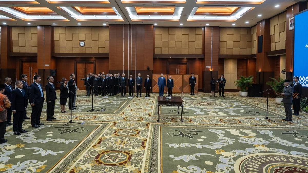 Suasana pelantikan pejabat pimpinan tinggi pratama di Lingkungan Kementerian Keuangan di Kantor Kementerian Keuangan, Jakarta, Senin (21/9/2026). Kementerian Keuangan melantik sebanyak 14 pejabat pimpinan tinggi pratama dan pejabat pada Sekretariat K
