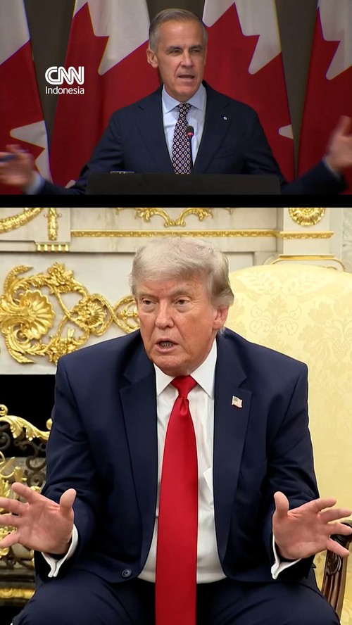 Perdana Menteri Kanada, Mark Carney membuat hadirin tertawa saat meniru gaya berbicara Presiden AS Donald Trump saat berpidato.
