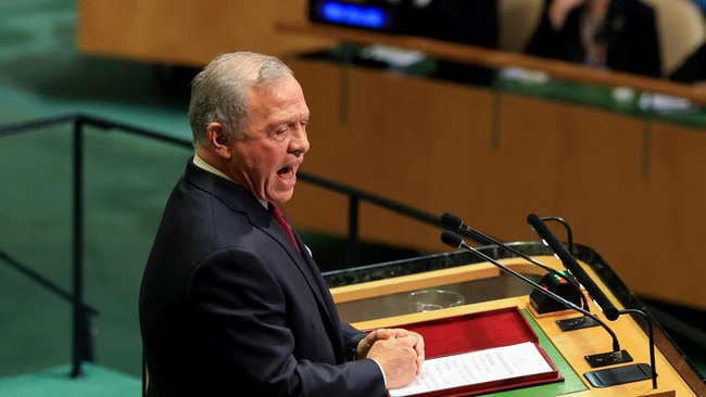 Jordan's King Abdullah II addresses the 81st United Nations General Assembly at UN headquarters in New York City, US, September 22, 2026. REUTERS/Brendan McDermid