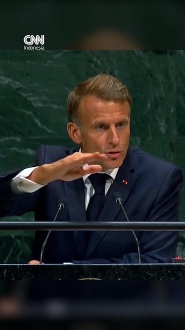 Presiden Prancis Emmanuel Macron mengkritik situasi di Gaza saat berbica di Sidang PBB pada Selasa (22/9).