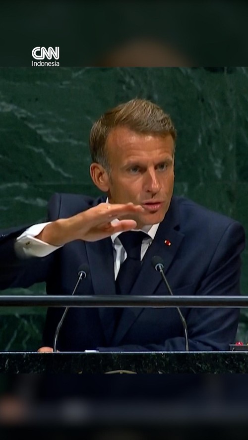 Presiden Prancis Emmanuel Macron mengkritik situasi di Gaza saat berbica di Sidang PBB pada Selasa (22/9).