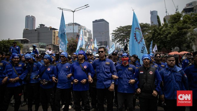 Demo Buruh Kepung Kawasan Bundaran HI