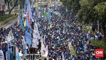Demo Buruh Kepung Kawasan Bundaran HI