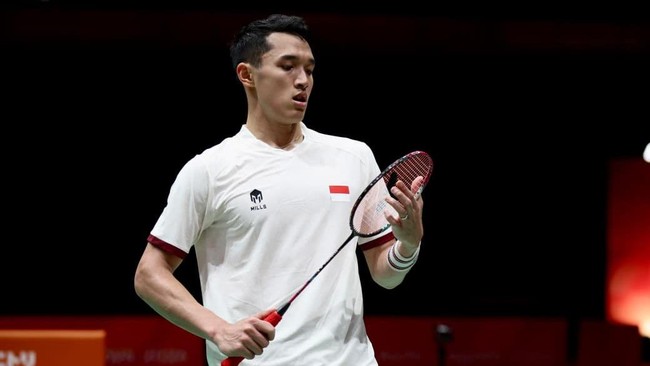 Jonatan Christie saat tampil di babak semifinal nomor beregu putra Asian Games 2026. (Arsip PBSI)