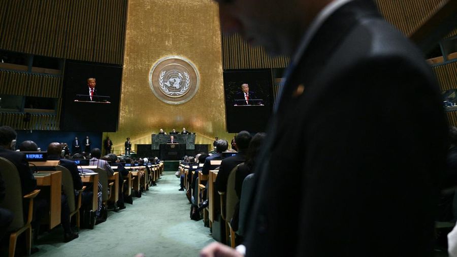Presiden AS Donald Trump berbicara dalam Sidang Majelis Umum Perserikatan Bangsa-Bangsa ke-81 di Markas Besar PBB di New York City, AS, pada 22 September 2026.