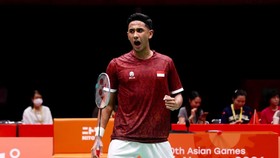 Alwi Farhan saat tampil di final nomor beregu putra Asian Games. (Arsip PBSI)