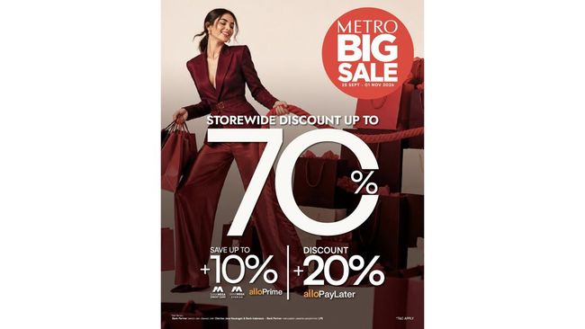 METRO Department Store menghadirkan promo belanja spesial melalui METRO Big Sale hingga 70% + 20% yang berlaku di seluruh gerai.