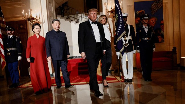 Trump-Xi Jinping Bertukar Kado saat Jamuan Makan Malam di Gedung Putih