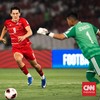 Mitchell Baker beraksi saat Indonesia menghadapi Singapura dalam laga FIFA ASEAN Cup 2026 di SUGBK, Jumat (25/9). (CNN Indonesia/Adi Ibrahim)
