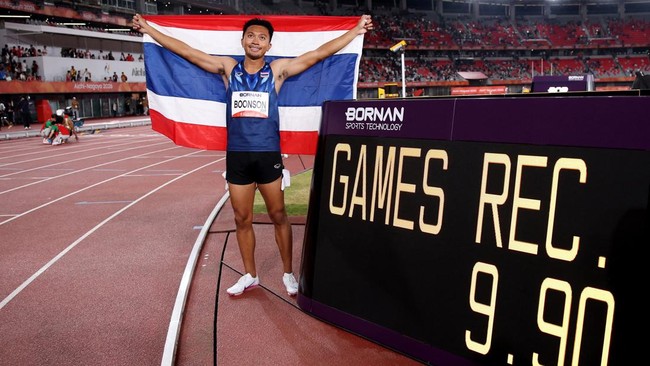Puripol Boonson Cetak Rekor di Final 100m Asian Games