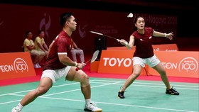 Amri Syahnawi/Nita Violina Marwah saat berlaga di babak perempat final Asian Games 2026.
