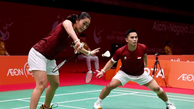 Amri Syahnawi/Nita Violina Marwah saat berlaga di babak perempat final Asian Games 2026.