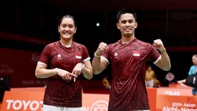 Amri Syahnawi/Nita Violina Marwah saat berlaga di babak perempat final Asian Games 2026.