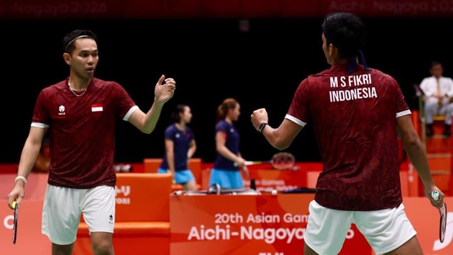 Fajar Alfian/Muhammad Shohibul Fikri saat beraksi di Asian Games 2026