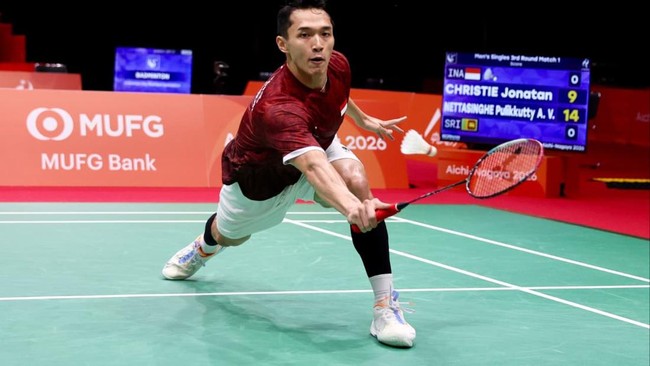 Jonatan Christie saat tampil di 16 besar Asian Games 2026. (Arsip PBSI