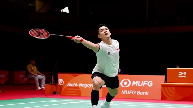 Jonatan Christie saat tampil di perempat final Asian Games 2026