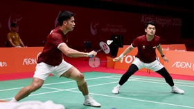 Leo Rolly Carnando/Daniel Marthin saat beraksi di Asian Games 2026.