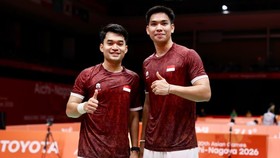 Leo Rolly Carnando/Daniel Marthin saat beraksi di Asian Games 2026.