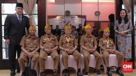 veteran di Peringatan Hari Bhakti Pos dan Telekomunikasi (Postel) ke-81 di Bandung