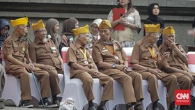 veteran di Peringatan Hari Bhakti Pos dan Telekomunikasi (Postel) ke-81 di Bandung