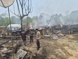 Penyulingan Minyak Tradisional di Muba Terbakar, Api Diduga dari Tungku Bocor
