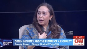 Suzanty Sitorus, Direktur Eksekutif ViriyaENB. Evolution Indonesia Forum, forum bertajuk Powering Indonesia's Future: Green Cars. Blue Skies digelar untuk mendorong masa depan energi dan transportasi hijau di Indonesia, Jakarta, Rabu, 30 September 20