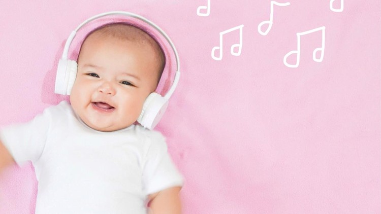 Ilustrasi Bayi Perempuan dan Musik