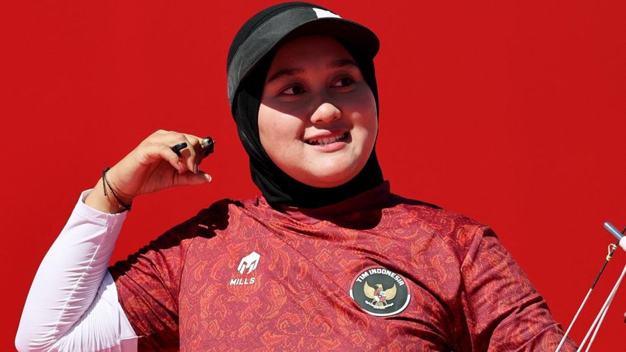 Pemain Indonesia Nurisa Dian Ashrifah bereaksi saat menghadapi pemain Filipina Amaya Amparo Cojuangco pada perebutan medali emas nomor individu compound putri panahan Asian Games Aichi-Nagoya 2026, di Okazaki Central Park Multipurpose Square, Okazaki, Jepang, (1/10/2026). Pemain Indonesia Nurisa Dian Ashrifah bereaksi saat menghadapi pemain Filipina Amaya Amparo Cojuangco pada perebutan medali emas nomor individu compound putri panahan Asian Games Aichi-Nagoya 2026, di Okazaki Central Park Multipurpose Square, Okazaki, Jepang, (1/10/2026).