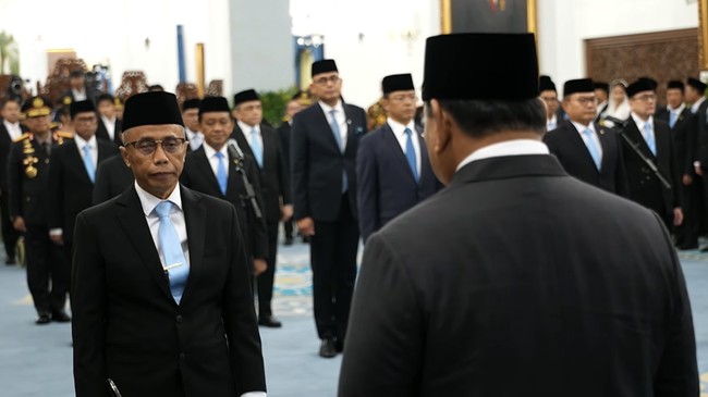 Drajad Wibowo dalam pelantikan sebagai Wamenko Perekonomian di Istana Negara, Jakarta, Kamis (1/10).