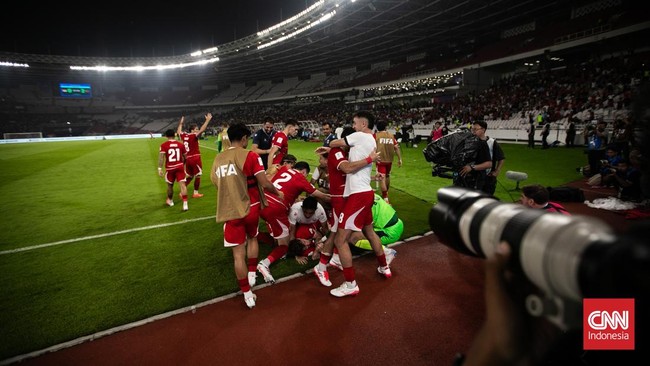 Timnas Indonesia meraih kemenangan 9-2 atas Bangladesh dalam ajang FIFA ASEAN Cup 2026 di Stadion GBK, Kamis (1/10) malam WIB. (CNNIndonesia/Adi ibrahim)
