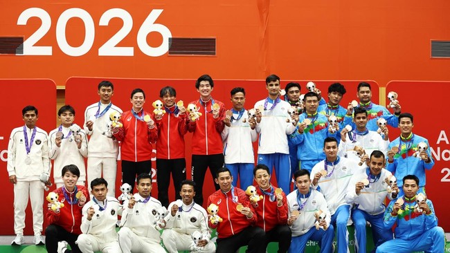 Asian Games - Aichi-Nagoya 2026 - Sepak Takraw - Men's Quadrant Medal Ceremony - Paloma Mizuho Sports Park, Nagoya, Japan - October 3, 2026