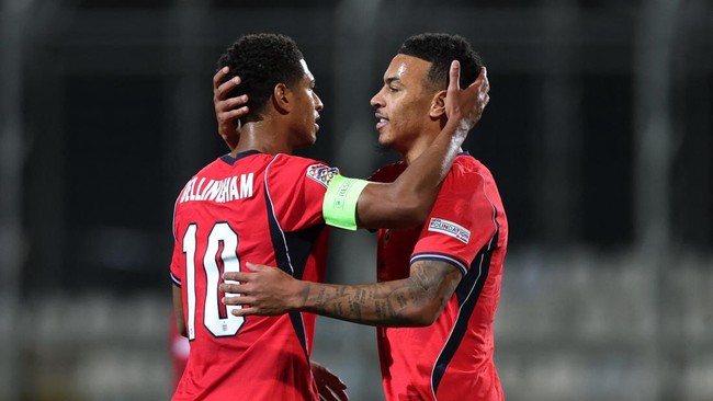 Soccer Football - UEFA Nations League - Group A3 - Croatia v England - Stadion HNK Rijeka, Rijeka, Croatia - October 3, 2026 England's Jude Bellingham and Morgan Rogers celebrate after the match Action Images via Reuters/Paul Childs