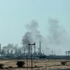 Smoke rises from a fire at the Aramco refinery south of Riyadh, Saudi Arabia, October 3, 2026. Picture taken with a mobile phone. REUTERS/Stringer     TPX IMAGES OF THE DAY