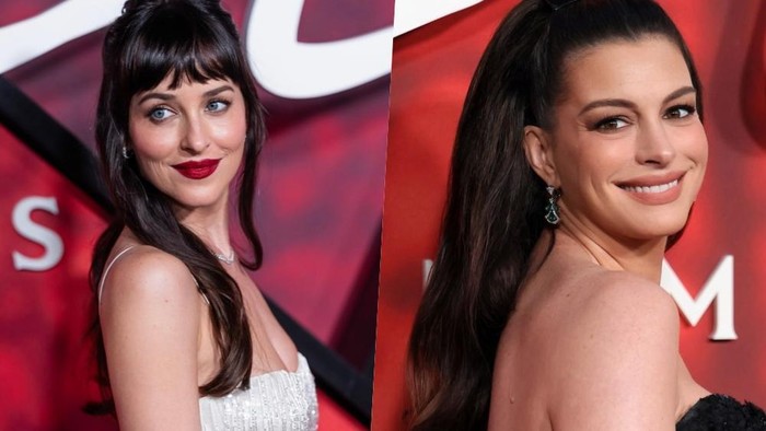 Glam Up! Intip Beda Gaya Anne Hathaway dan Dakota Johnson di Premier Film Verity