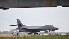 (FILES) A US Air Force B-1 Lancer bomber is pictured on the tarmac at RAF Fairford base in Fairford, south-west England on September 27, 2026. The Pentagon confirmed reports on October 4, 2026 that the United States has withdrawn all B-1 bomber plane