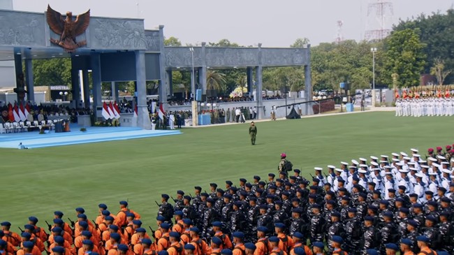 Kapolri Suyudi dan Pejabat Utama Polri Hadiri HUT TNI di Cilangkap