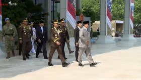 Presiden Prabowo hadiri upacara Peringatan HUT ke-81 Tentara Nasional Indonesia di Lapangan Mabes TNI, Cilangkap, Jakarta, Senin (5/10/2026).