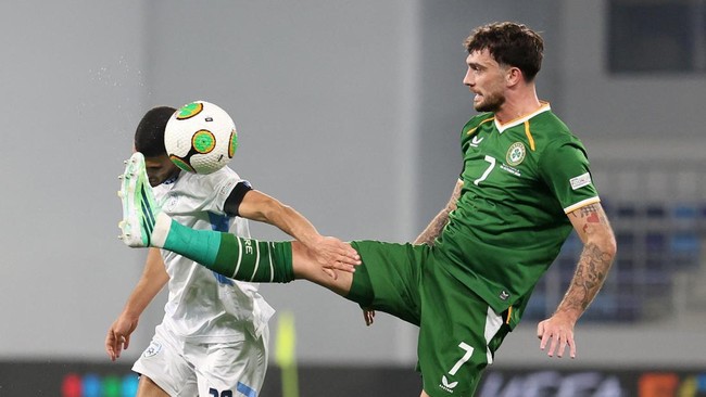 Soccer Football - Nations League - Group B3 - Republic of Ireland v Israel - TSC Arena, Backa Topola, Serbia - October 4, 2026 Republic of Ireland's Troy Parrott in action with Israel's Liel Abada REUTERS/Zorana Jevtic