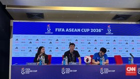 Pelatih timnas Vietnam, Kim Sang Sik, memberi keterangan setelah laga perebutan peringkat ketiga FIFA ASEAN Cup 2026.
