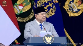 Presiden Prabowo hadiri upacara Peringatan HUT ke-81 Tentara Nasional Indonesia di Lapangan Mabes TNI, Cilangkap, Jakarta, Senin (5/10/2026).